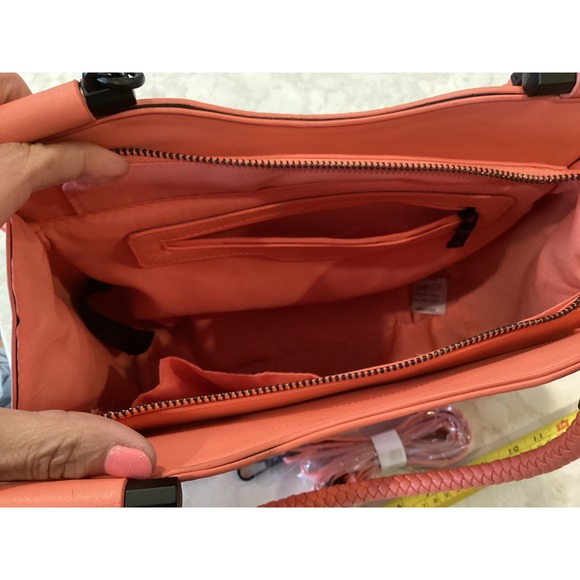 NMD‎ Coral Satchel Bag Braided Handle Crossbody Purse Zip Pocket NEW - Picture 3 of 10